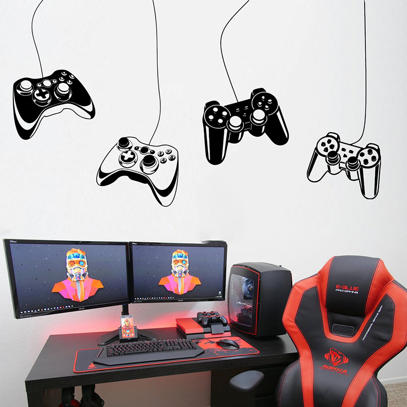 Gaming Accessories Wallpaper - 4Pcs Naklejka ścienna na kontroler do