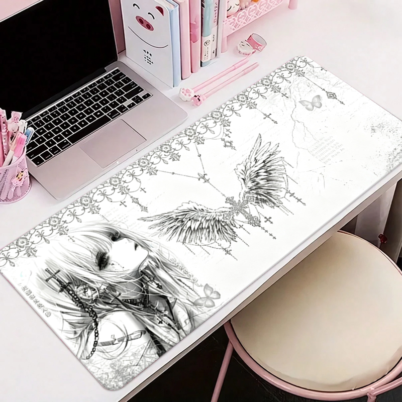 Gaming Accessories For Gaming Setup - Skórzana podkładka pod mysz czarno-biała Anime