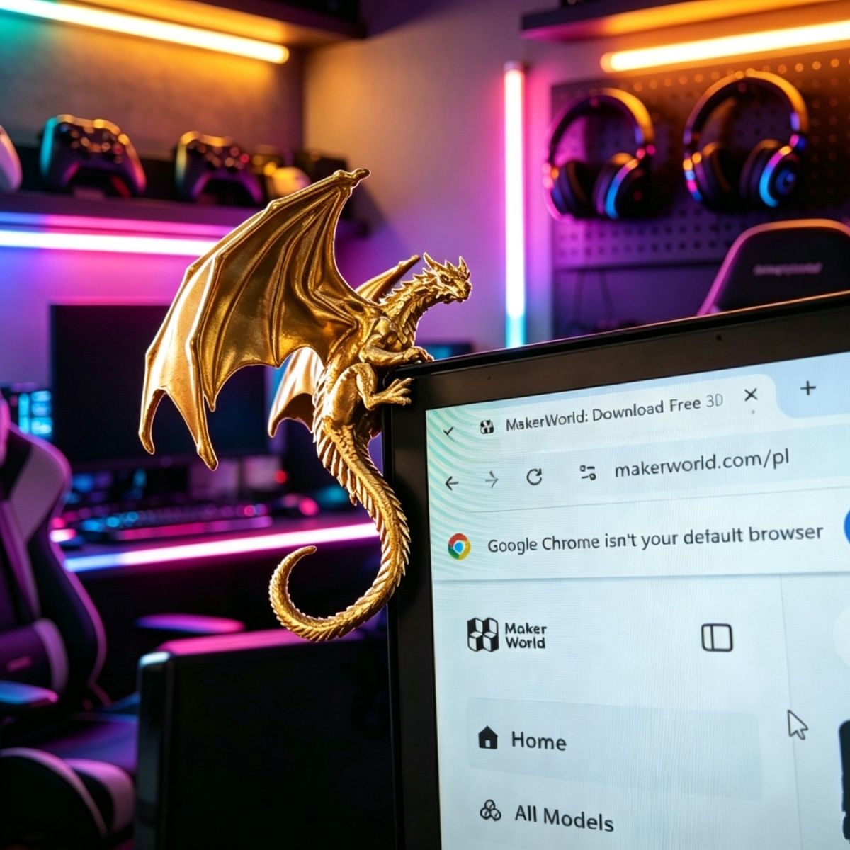 Gaming Accessories For Gaming Setup - Fajna figurka smoka leżącego na monitorze,
